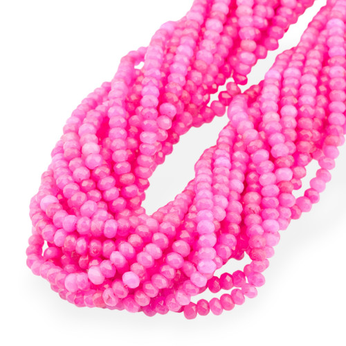 Jade Economic Line Faceted Rondelle 4x3mm Fuchsia