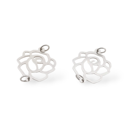 Composant de Connecteur en Argent 925 Plaqué Rose 13x16mm 10pcs Plaqué Rhodium