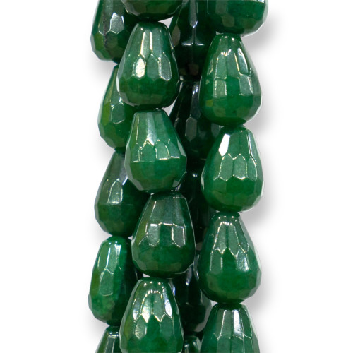 Briolette facettée Jade émeraude Gouttes 10x14mm