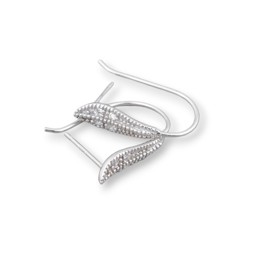 Base Pour Boucles D'Oreilles En Argent 925 Avec Zircons Monachella 05x21mm 3 Paires Plaqué Rhodium