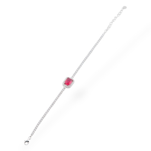 Bracelet Argent 925 Avec Zircons 1pc MOD572 Plaqué Rhodium Rouge