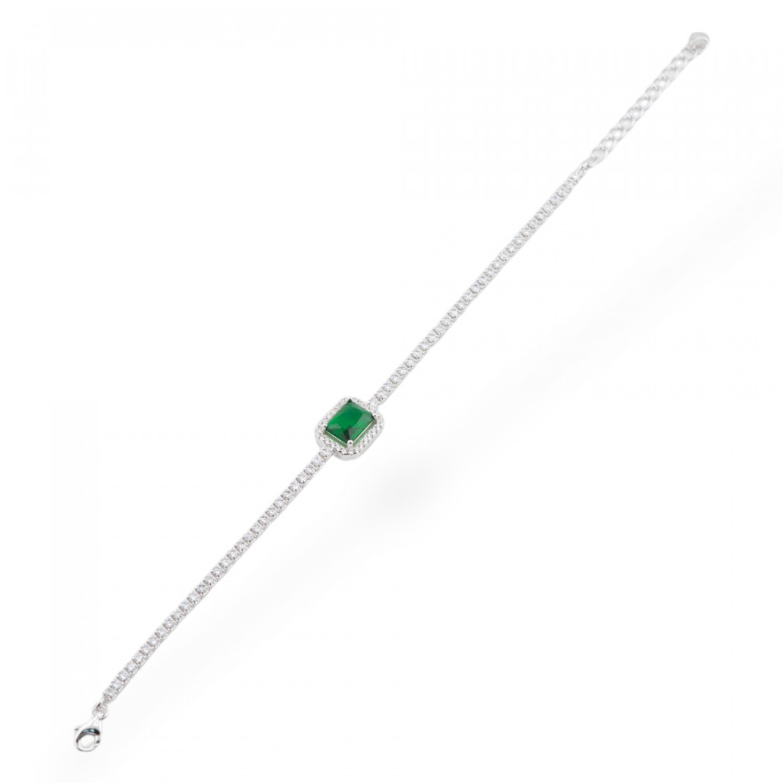 Bracciale In Argento 925 Con Zirconi 1pz MOD572 Rodiato Verde-BRACCIALI DI ARGENTO 925 | Worldofjewel.com