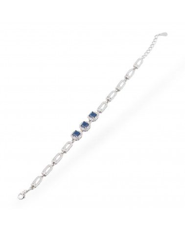 Bracciale In Argento 925 Con Zirconi Pave' 1pz MOD959 Rodiato Blu-ARGENTO 925 | Worldofjewel.com