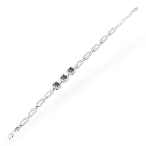 Bracciale In Argento 925 Con Zirconi Pave' 1pz MOD959 Rodiato Nero