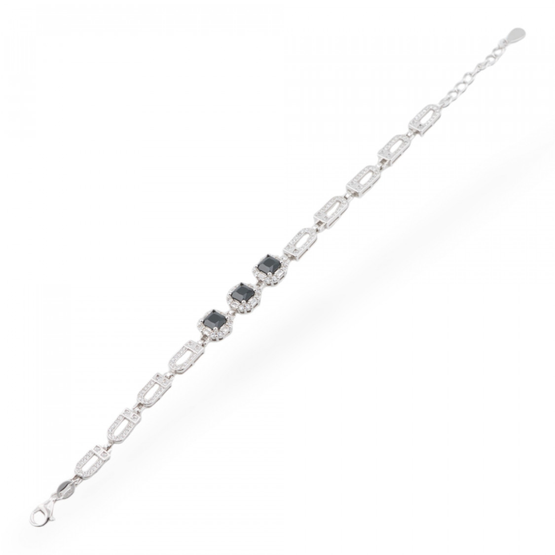 Bracciale In Argento 925 Con Zirconi Pave' 1pz MOD959 Rodiato Nero-ARGENTO 925 | Worldofjewel.com