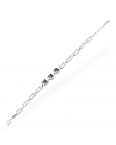 Bracciale In Argento 925 Con Zirconi Pave' 1pz MOD959 Rodiato Nero-ARGENTO 925 | Worldofjewel.com