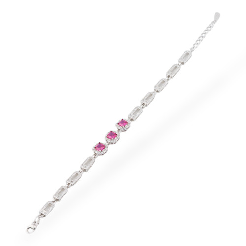 925 Silver Bracelet With Zircons Pave' 1pc MOD959 Rhodium Red