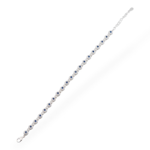 Bracelet Argent 925 Avec Zircons 1pc MOD556 Rhodié Bleu