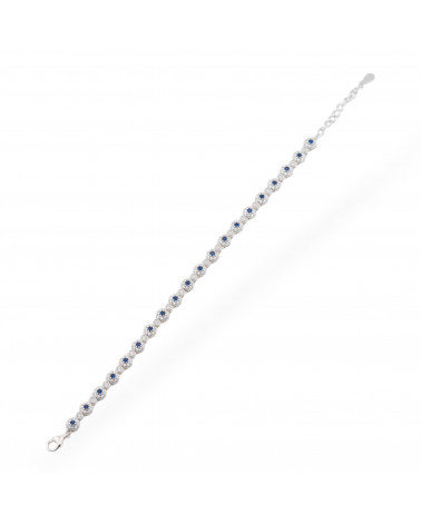 Bracciale In Argento 925 Con Zirconi 1pz MOD556 Rodiato Blu-ARGENTO 925 CRYSTAL | Worldofjewel.com