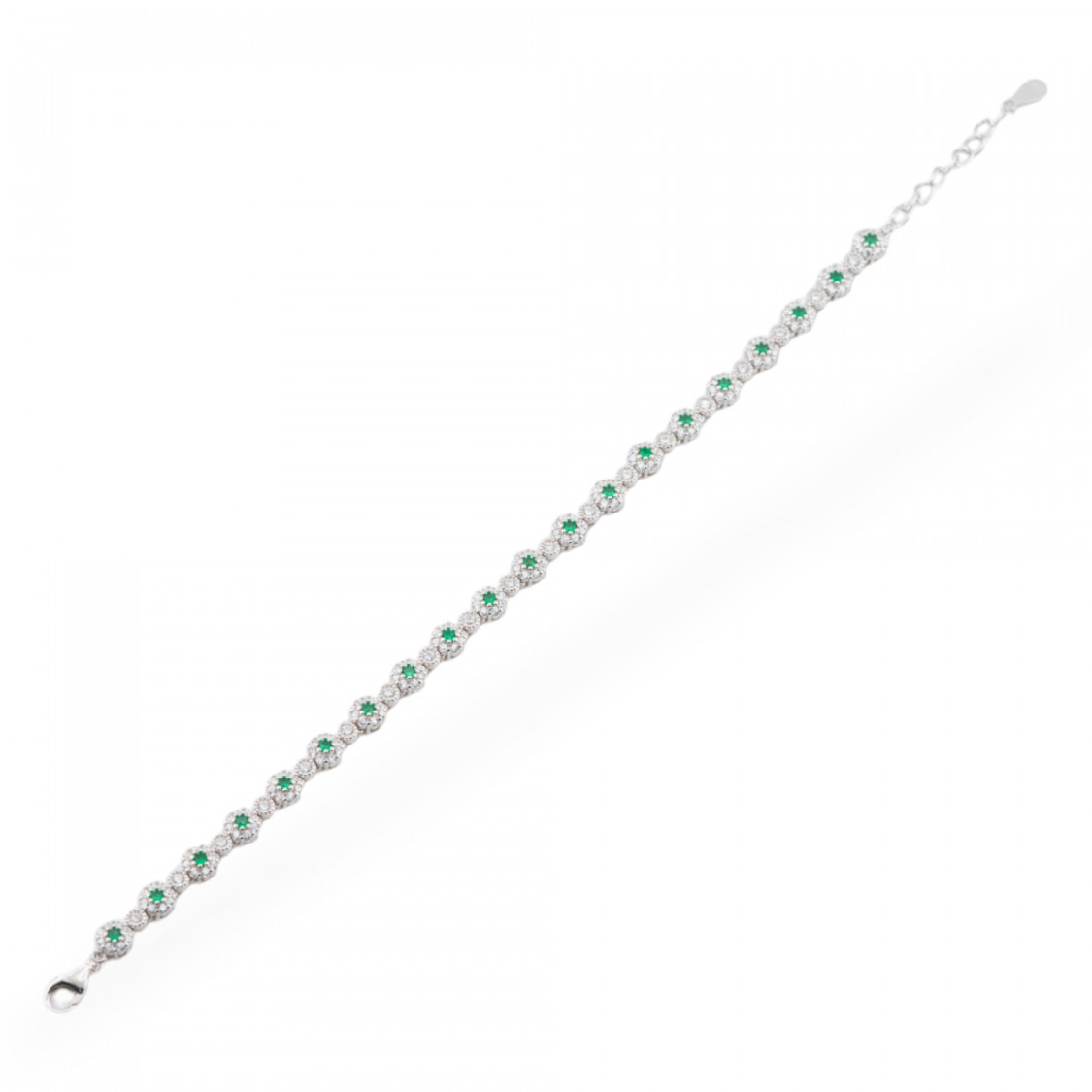 Bracciale In Argento 925 Con Zirconi 1pz MOD556 Rodiato Verde-ARGENTO 925 CRYSTAL | Worldofjewel.com