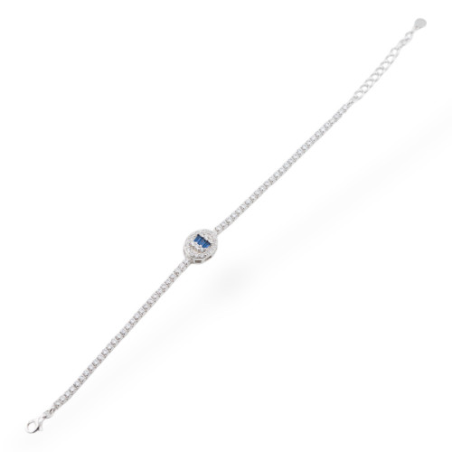 Armband aus 925er Silber mit Zirkonen, 1 Stück, MOD563, blaues Rhodium