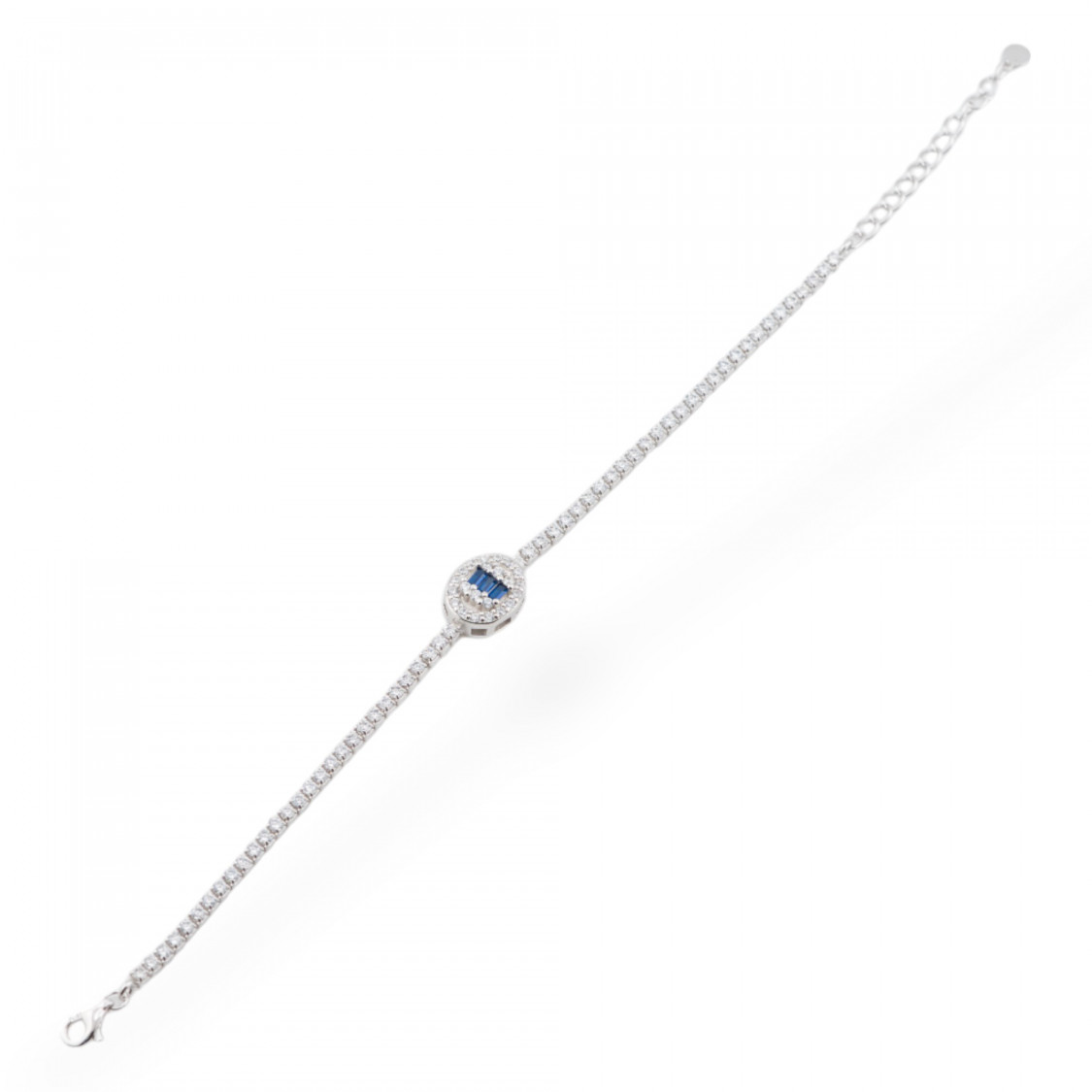 Bracciale In Argento 925 Con Zirconi 1pz MOD563 Rodiato Blu-ARGENTO 925 CRYSTAL | Worldofjewel.com