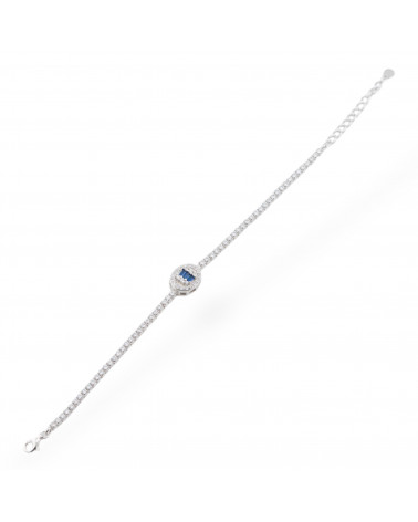 Bracciale In Argento 925 Con Zirconi 1pz MOD563 Rodiato Blu-ARGENTO 925 CRYSTAL | Worldofjewel.com