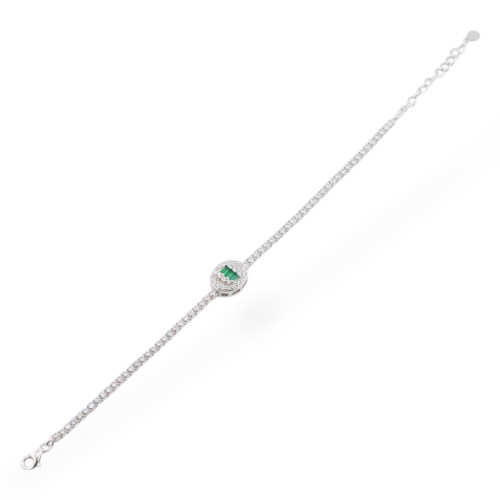 Bracciale In Argento 925 Con Zirconi 1pz MOD563 Rodiato Verde