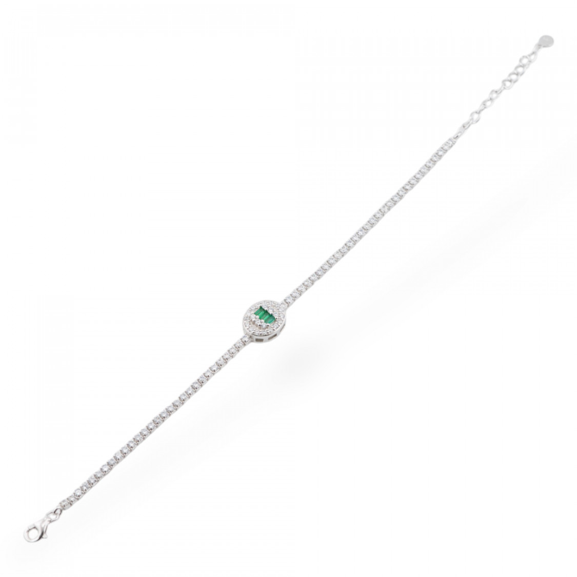 Bracciale In Argento 925 Con Zirconi 1pz MOD563 Rodiato Verde-ARGENTO 925 CRYSTAL | Worldofjewel.com