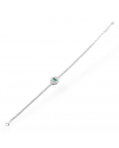 Bracciale In Argento 925 Con Zirconi 1pz MOD563 Rodiato Verde-ARGENTO 925 CRYSTAL | Worldofjewel.com