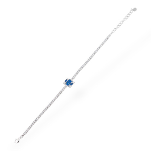 925 Silver Bracelet With Zircons 1pc MOD568 Rhodium Blue