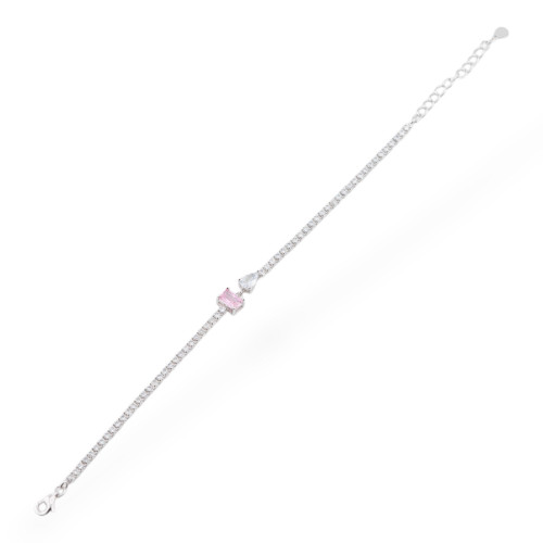 Bracciale In Argento 925 Con Zirconi 1pz MOD569 Rodiato Rosa