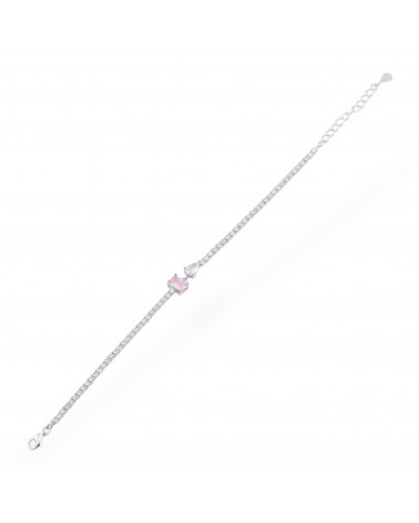 Bracciale In Argento 925 Con Zirconi 1pz MOD569 Rodiato Rosa-ARGENTO 925 CRYSTAL | Worldofjewel.com