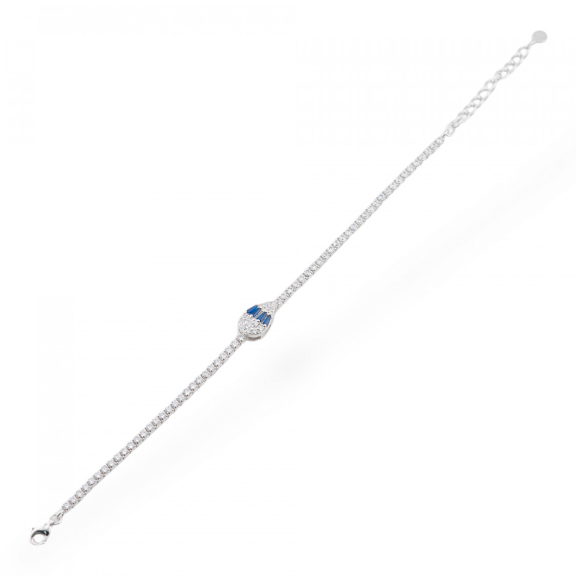 Bracciale In Argento 925 Con Zirconi 1pz MOD570 Rodiato Blu-ARGENTO 925 CRYSTAL | Worldofjewel.com