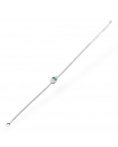 Bracciale In Argento 925 Con Zirconi 1pz MOD570 Rodiato Verde-ARGENTO 925 CRYSTAL | Worldofjewel.com