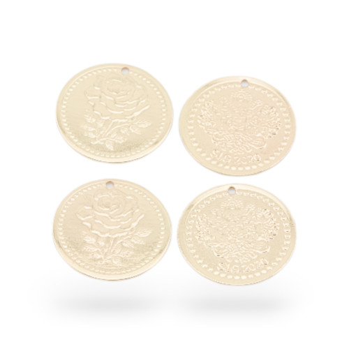 Componente colgante de moneda de latón 22 mm 24 piezas Dorado