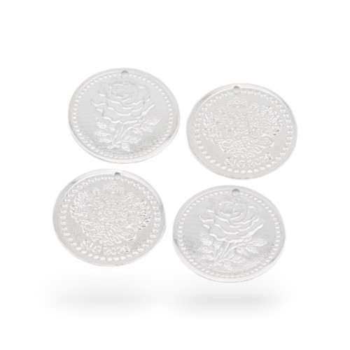 Composant de Pendentif Pièce de Monnaie en Laiton 22mm 24pcs Plaqué Rhodium