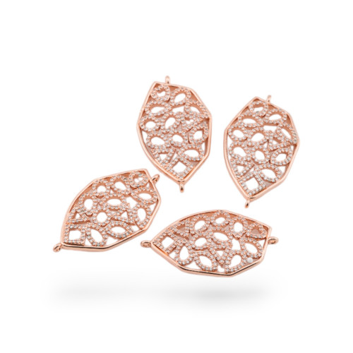 Components Bronze Connector With Zircons Set Irregular 4pcs Rose Gold