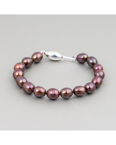 Bracciale Di Argento 925 Con Perle Di Fiume Chisura Ovale-BRACCIALI DI ARGENTO 925 | Worldofjewel.com