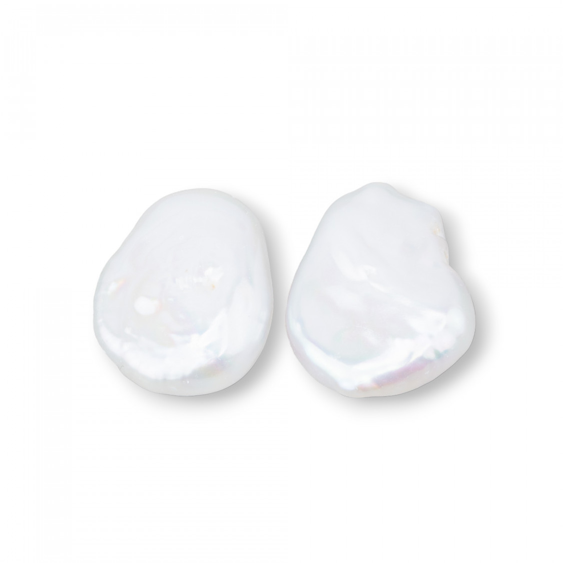 Perle Di Fiume Barocche Gocce Piatte Un Foro 16-18x22-26mm (YMT) 4-5gr 1 Coppia Bianco-PERLE BAROCCHE | Worldofjewel.com