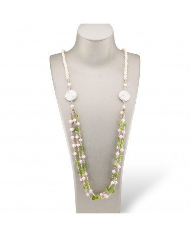 Collana Bijoux Con Ematite, Pietre Dure, Ematite A 3 File Annodate 90cm MOD4 Peridot-DESIGN ITALY | Worldofjewel.com