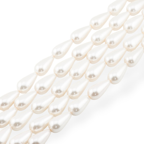 White Mallorca Pearls Drops 10x20mm