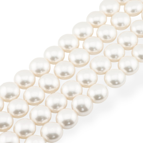 White Mallorca Pearls Round Flat Smooth 15mm