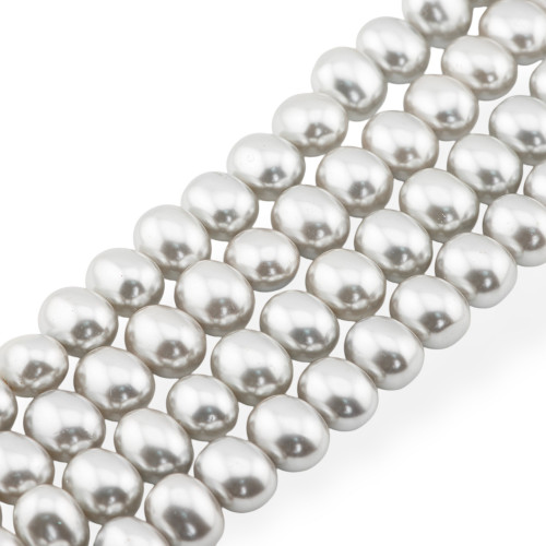 Majorca Pearls Silver Grey Candy 15x12mm