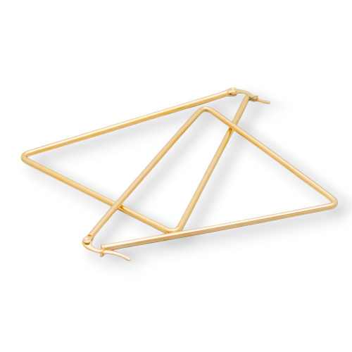 75mm 6Pairs Smooth Triangle Steel Earrings Gold