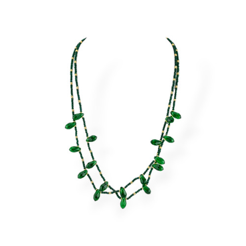 Bijoux Collier de cristaux CZ avec éléments en bronze 2pcs vert foncé