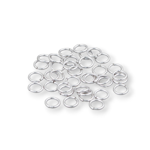 Contromaglia Anellini Di Argento 925 Aperti 4mm Filo 0,7mm 5gr Rodiato