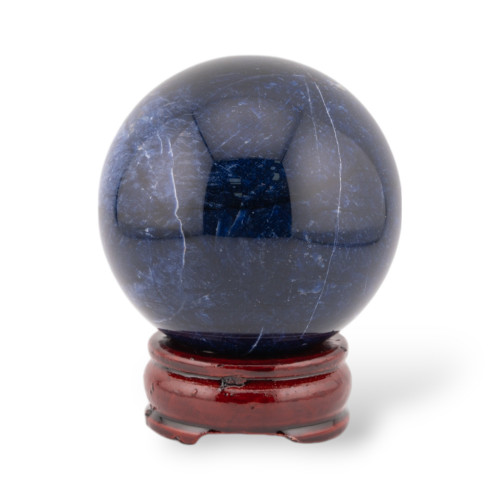 Sfera Di Sodalite (TBN) Diametro 60-70mm Completo Di Base In Legno