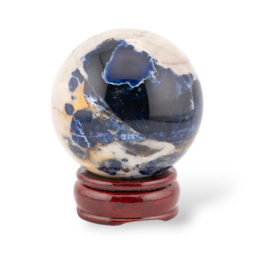 Sfera Di Sodalite (TBN) Diametro 60-70mm Completo Di Base In Legno MOD. 2