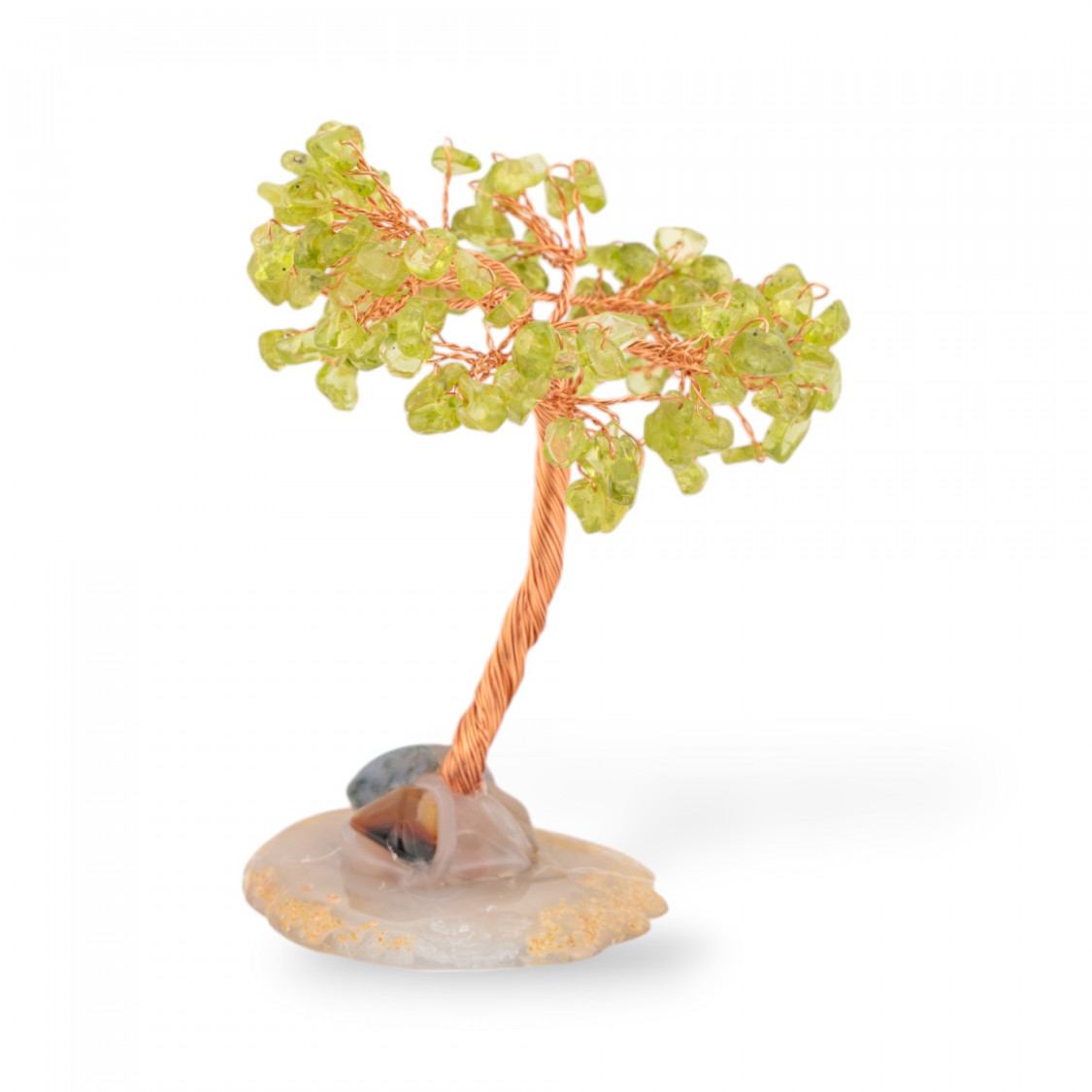 Soprammobile Di Pietre Dure Albero Della Vita Con Base Di Agata 10 cm Peridot-STATUETTE | Worldofjewel.com