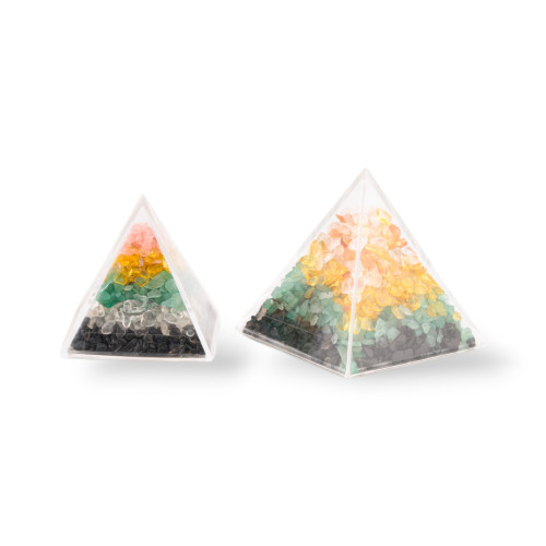 Soprammobile Piramide Peridoto Quarzo di Pietra Dura e Cristallo alta 6 cm