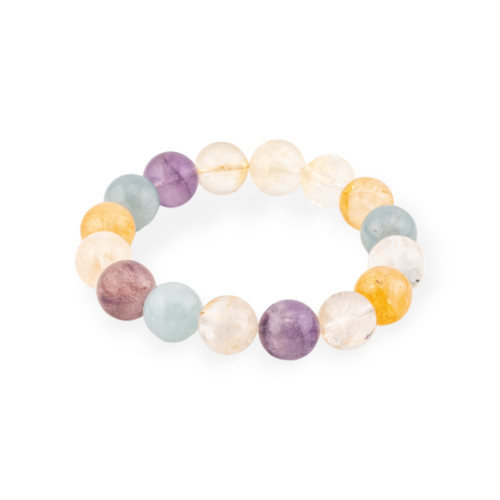 Smooth Round Mixed Natural Quartz Bracelet 13mm