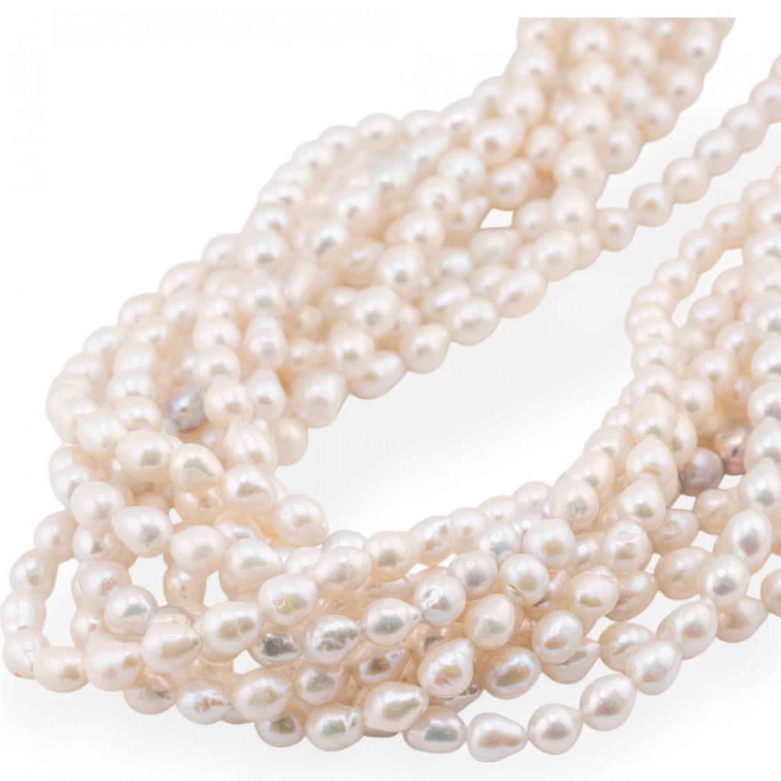 Perle Di Fiume Barocche Gocce 6-6,5mm Bianco-PERLE CHICCHI DI RISO | Worldofjewel.com