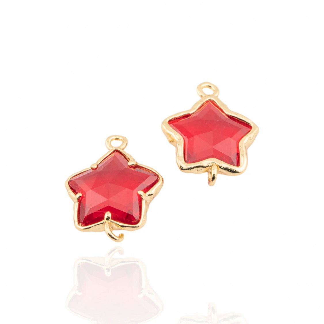 Connettore Componente Di Ottone Forma Di Stella Con Pietre Dure 16mm 6pz Rosso- MANGO | Worldofjewel.com