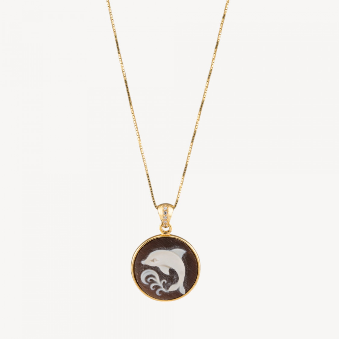 Collana Con Pendente In Argento 925 Con Cammeo Italiano Artigianale 20mm Dorato-ARGENTO 925 DESIGN ITALY | Worldofjewel.com