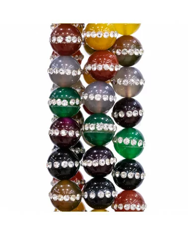 Agata Multicolor Con Strass Tondo Liscio 10mm-AGATA MULTICOLOR STRIATA | Worldofjewel.com