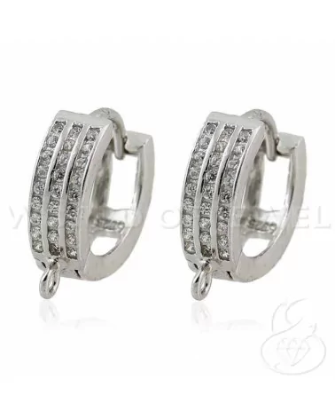 Base Per Orecchini Di Argento 925 Cerchio 15mm Con Strass Tondi 3 File 1 Coppia Argentato-BASI DI ARGENTO 925 | Worldofjewel.com