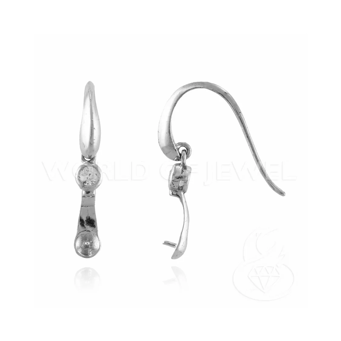 Base Per Orecchini Di Argento 925 Con Strass Monachella Con Base 04x25mm 1 Coppia Rodiato-BASI DI ARGENTO 925 | Worldofjewel.com