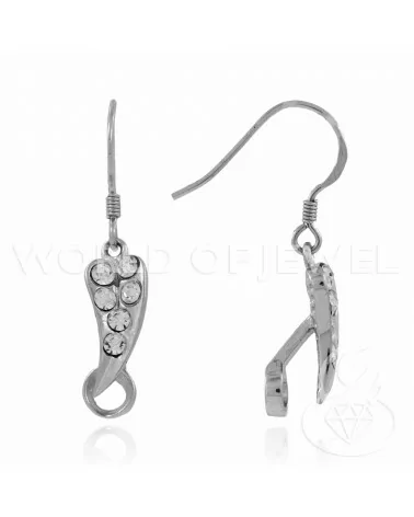 Base Per Orecchini Di Argento 925 Monachella A Foglia 06x30mm Con Zirconi 3 Paia Rodiato-BASI DI ARGENTO 925 | Worldofjewel.com