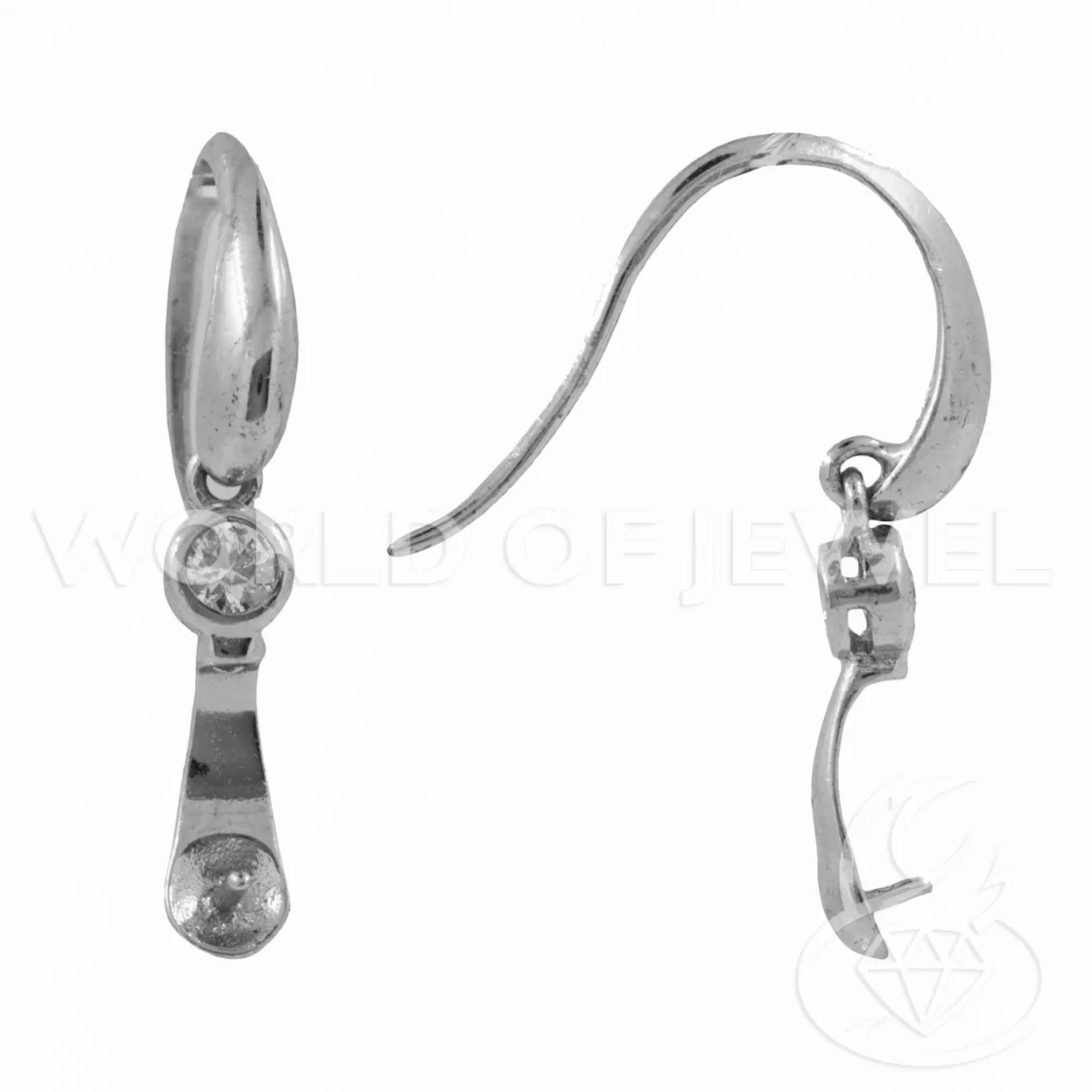 Base Per Orecchini Di Argento 925 Con Zirconi Monachella Chiusa 05x26mm Rodiato 4 Paia-BASI DI ARGENTO 925 | Worldofjewel.com